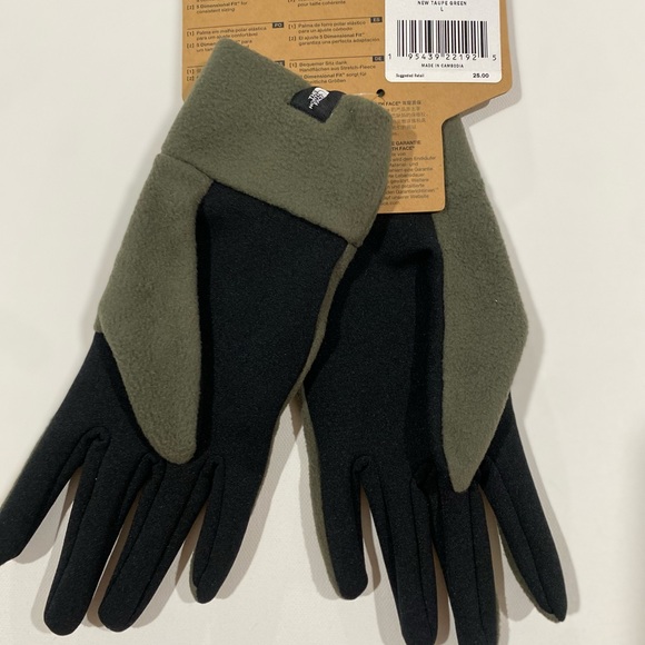 The North Face Olive and Black Glacier Gloves - Picture 4 of 5